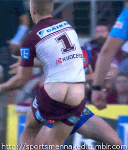 Rugby player butt exposed