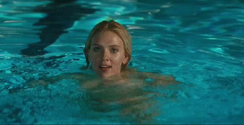 Skinny blonde swimming pool