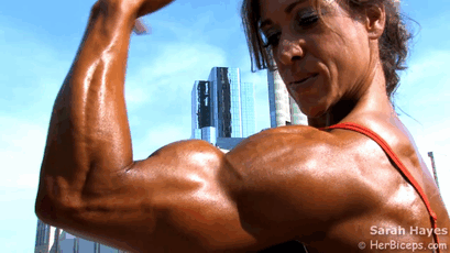 Muscle girl bicep curl