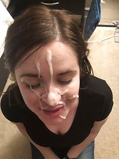 Innocent housewife and slutty friend suck young cock take cum facial POV.